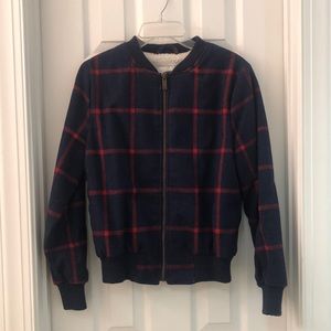 Old Navy Blue & Red Plaid Bomber